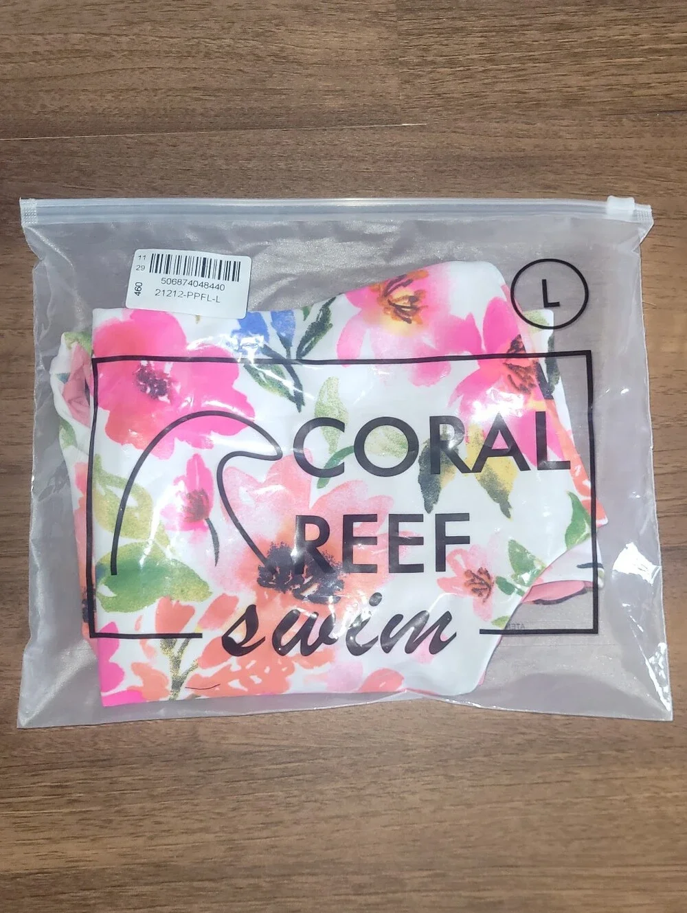 NWT Coral Reef Swim Womens Large High Waist White Floral Swim Bottoms